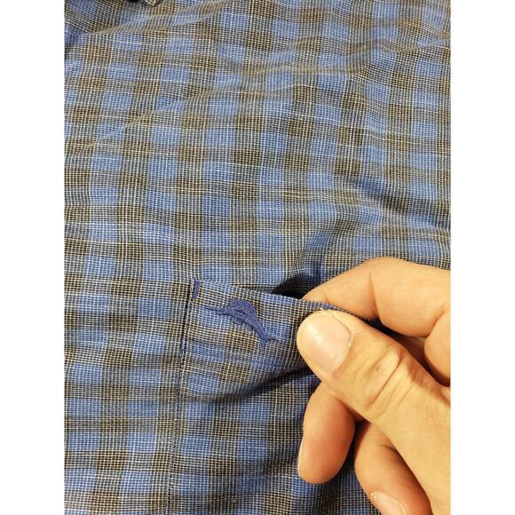 Tommy Bahama Shirt Men's 2XL Blue Newport Coast Button Up Plaid Long Sleeve - Picture 4 of 12